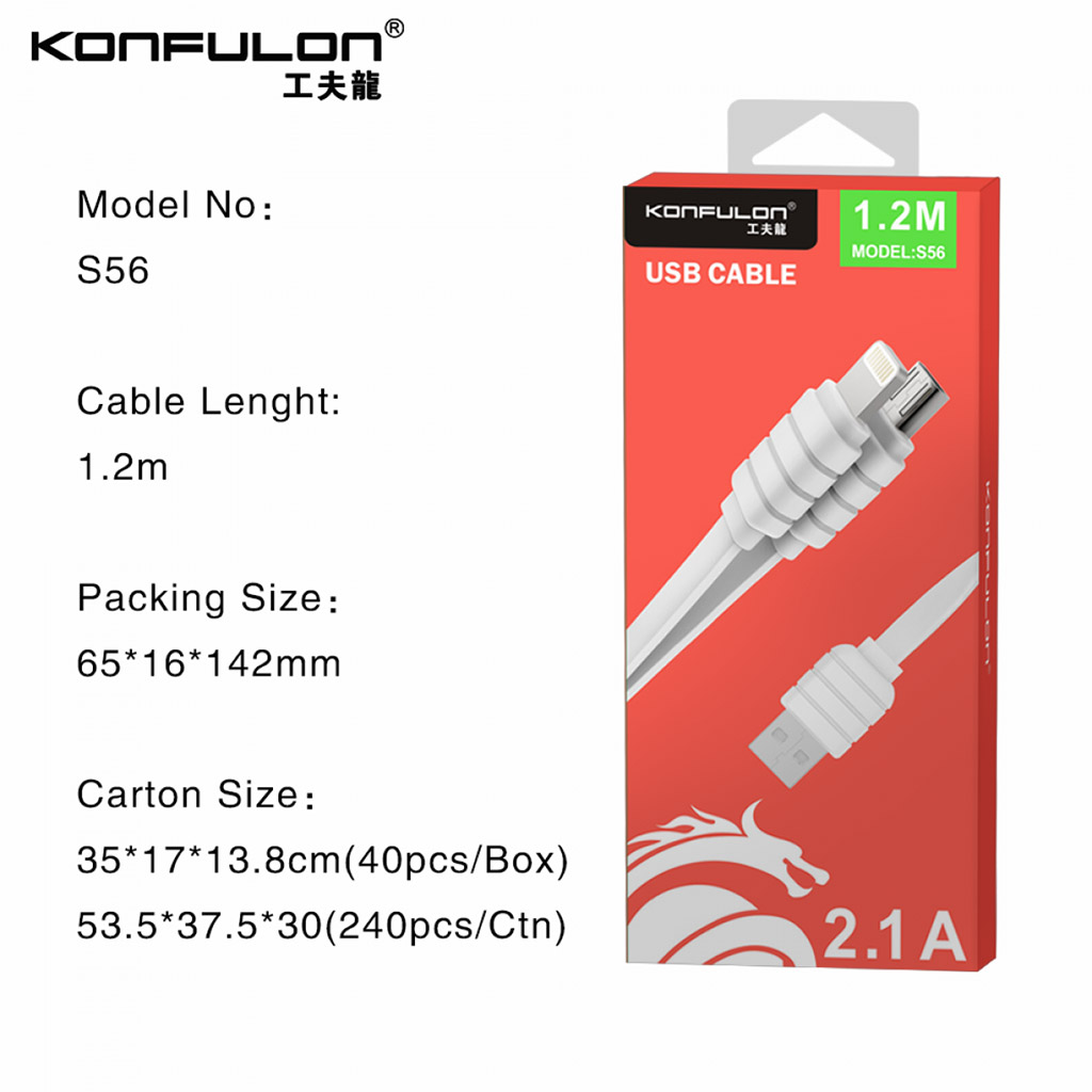 KONFULON S56 2 IN 1 1.2M MICRO USB LIGHT...