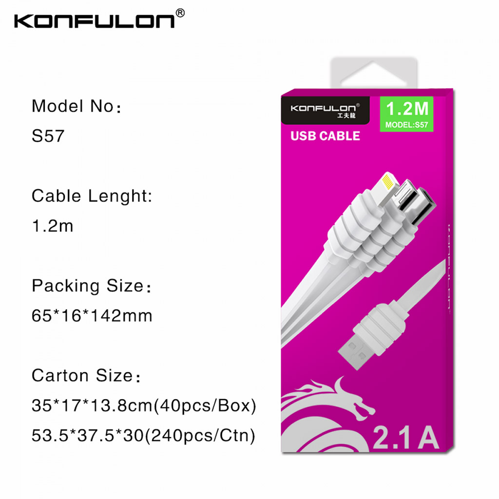 KONFULON S57 3 IN 1 1.2M MICRO USB TYPE C LIGHTNING KABLO