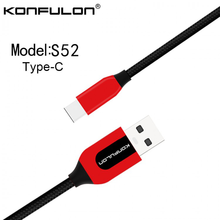 KONFULON S52 1M MICRO USB KABLO SYAH